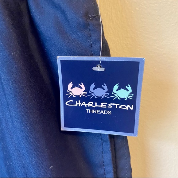 CHARLESTON THREADS Swim Trunks Flamingo Navy Blue Novelty NWT - Picture 3 of 11